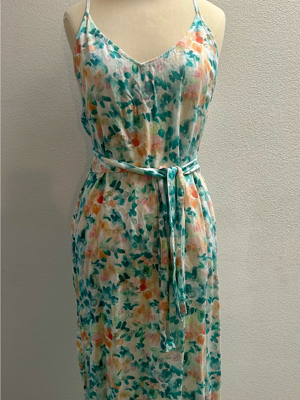 cloth & stone Teal and Peach Floral Maxi Dress size small
